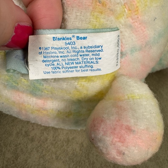 Vintage PlaySkool Baby Blankies Bear Pastels Plaid 1987 Plush Teddy Bear - Picture 8 of 10